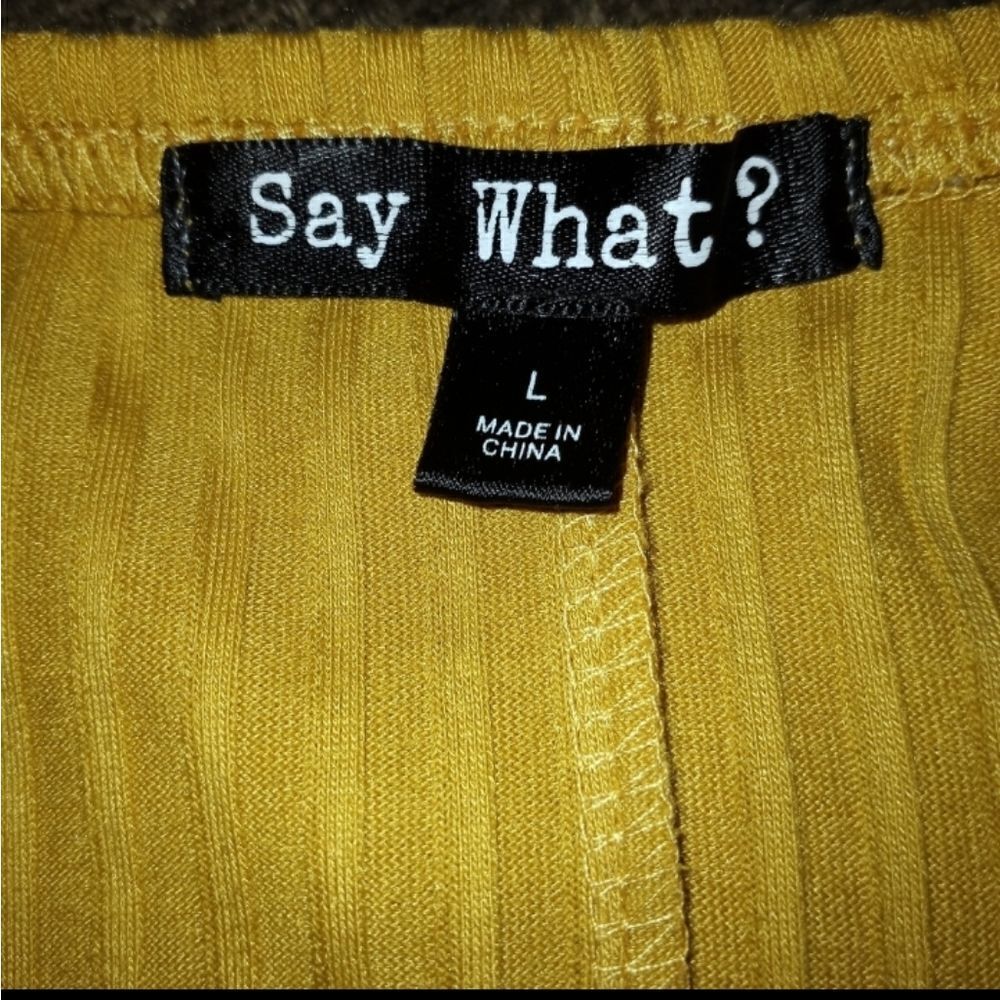 SAY WHAT? RIBBED YELLOW MIDI OFF-THE-SHOULDER DRESS SZ.L EUC - Picture 6 of 8